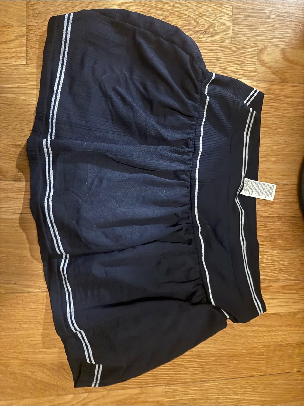 all in motion Navy Mini Skirt with White Stripe Trim